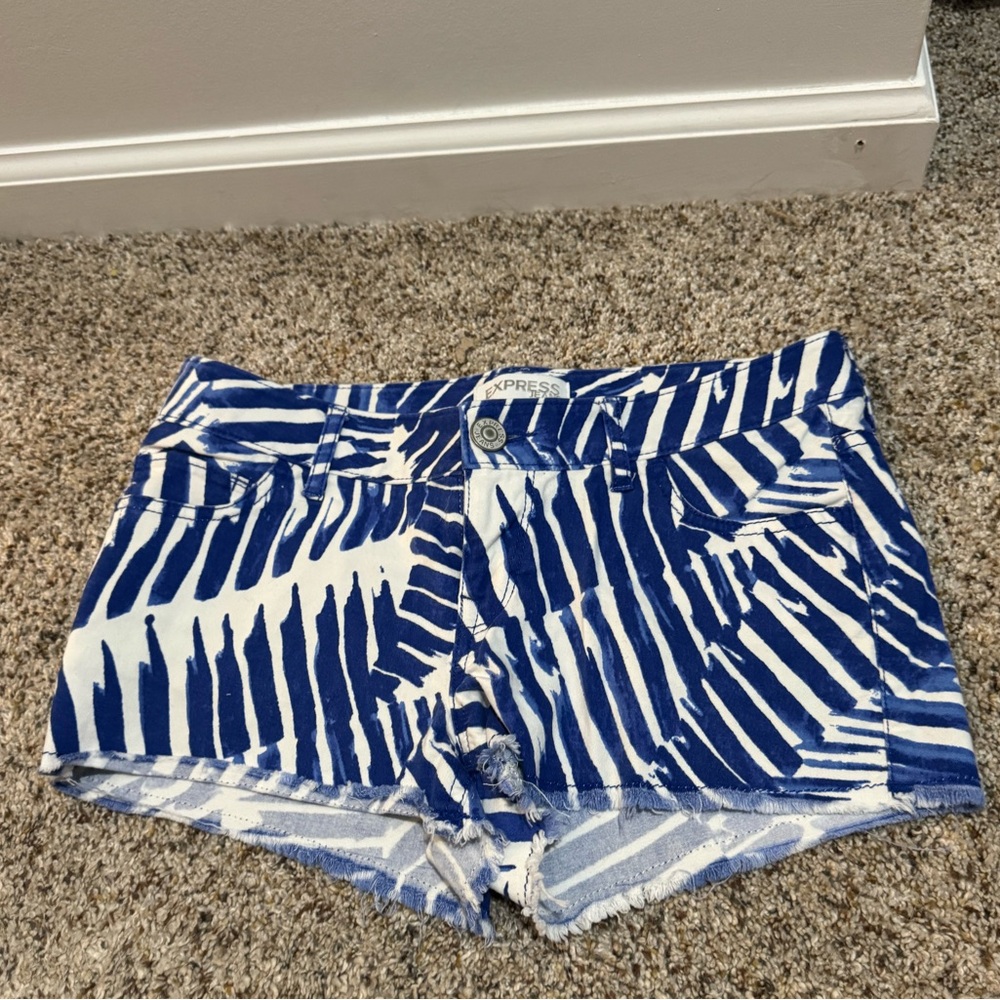 Express blue and white shorts
